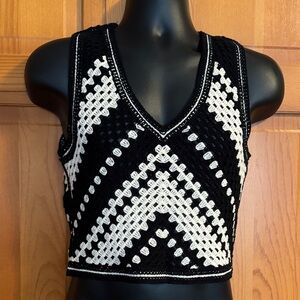 Rebellion Black and White Crochet Crop Top